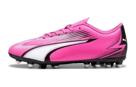 Детские бутсы Puma Ultra Play MG JR, розово-черно-белые