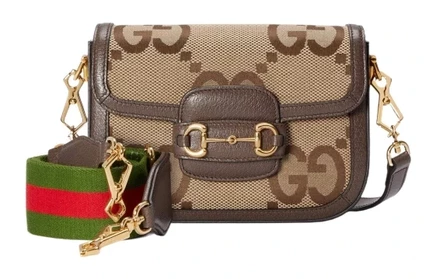 Унисекс мини-сумка Gucci Horsebit 1955, коричневая