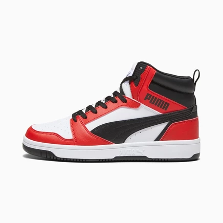 Мужские высокие кроссовки Puma Rebound V6, бело‑черно‑красные