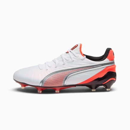 Женские бутсы puma king ultimate, бело-серебристо-красные