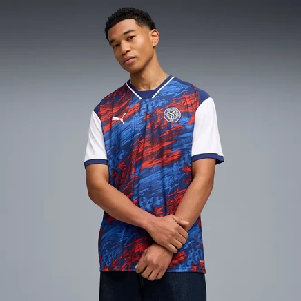 Мужская футбольная футболка Puma McKennie 8 US Passion, электро‑синяя, красная, белая