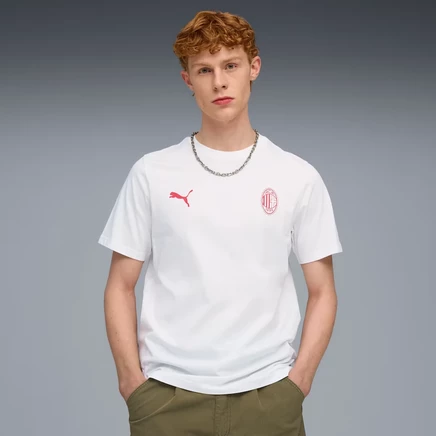 Мужская футбольная футболка Puma AC Milan Soccer Essentials, белая с красными элементами