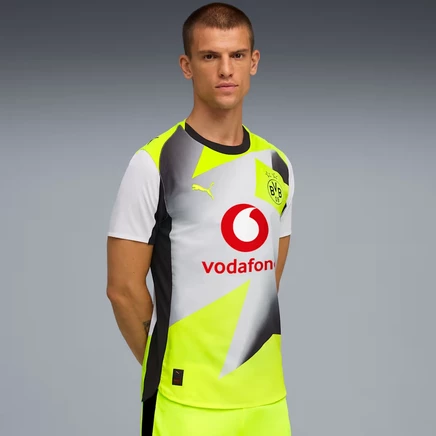 Мужская игровая футболка Puma BVB Away 25/26, серебристо-белая/желтая
