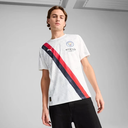 Мужская фанатская футбольная футболка Puma x KIDSUPER Manchester City, белая с черными деталями