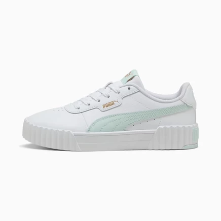 Женские кроссовки Puma Carina 3.0, бело-голубые с золотым