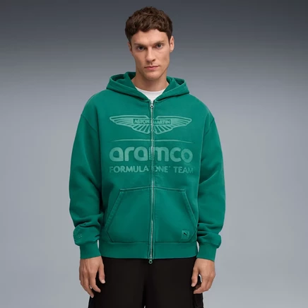 Мужская толстовка на молнии с капюшоном Puma x AMF1, зеленая