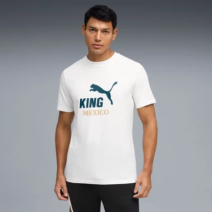 Мужская футбольная футболка Puma KING Fanpack Mexico, белая, зеленая и золотая