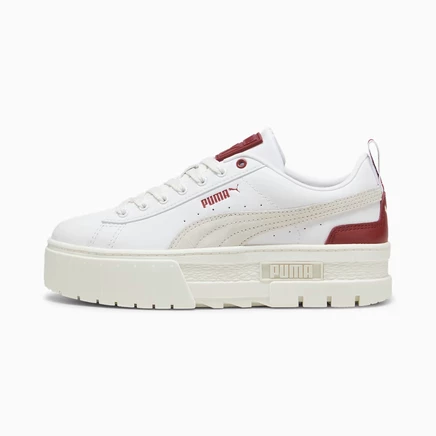 Женские кроссовки Puma Mayze кожаные на платформе, бело-красные