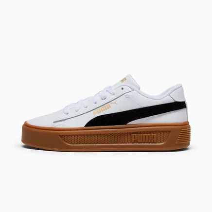 Женские кроссовки Puma Smash 3.0, бело-черно-золотые