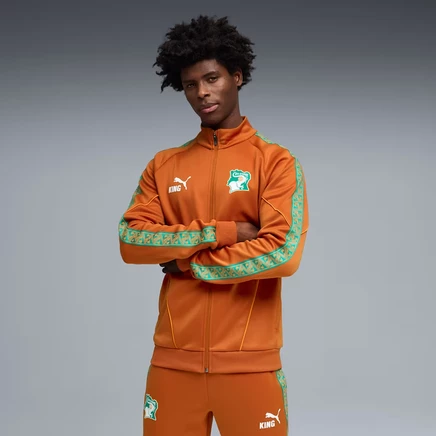 Мужская футбольная куртка Puma KING Anthem Кот-д'Ивуар каштаново-белая