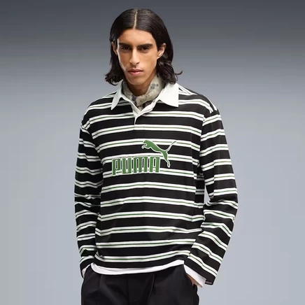 Мужское поло Puma Elevated Essentials, черное в полоску