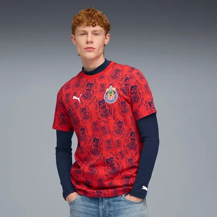 Мужская футбольная футболка Puma Chivas, красно-синяя