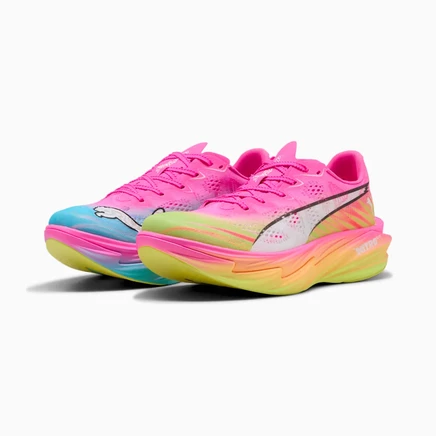 Женские кроссовки Puma Deviate NITRO Elite 4, розово‑желто‑голубые