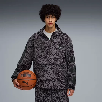 Мужская складная ветровка Puma Melo World, черная с принтом