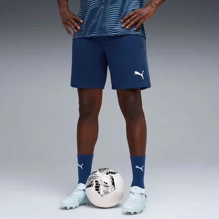 Мужские футбольные шорты Puma individualFINAL тренировочные, тёмно-синие, белые, ледяно-голубые