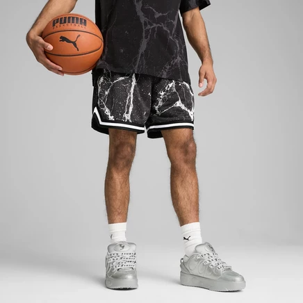 Мужские баскетбольные шорты Puma LaFrancé LaMelo Ball, черно-белые с принтом