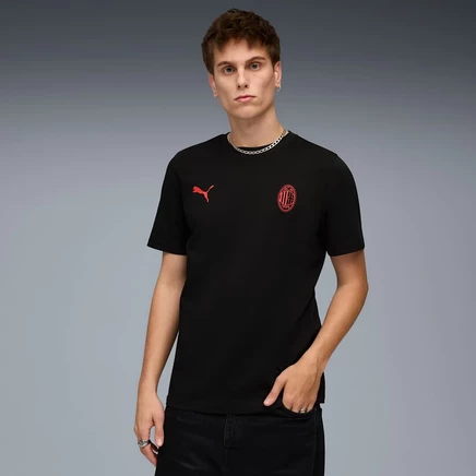 Мужская футбольная футболка Puma AC Milan Soccer Essentials, черная с красным