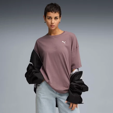 Женская футболка оверсайз Puma Wardrobe Essentials, бордовая