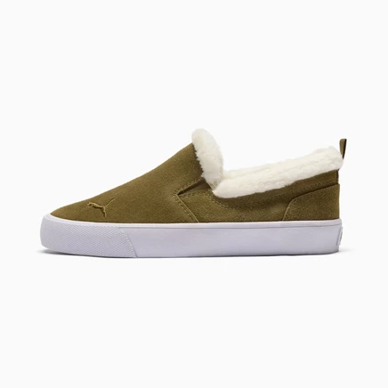 Женские слипоны Puma Bari Comfort Shearling, бело-зелёные
