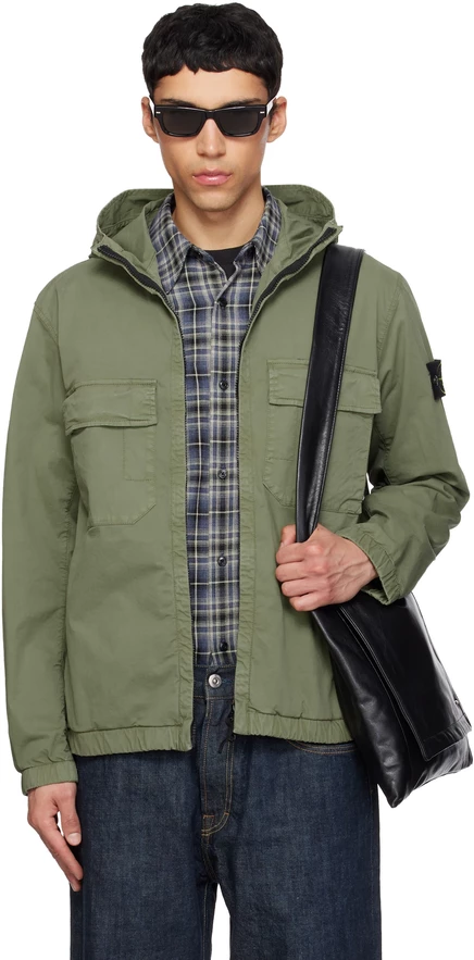 Куртка Stone Island цвета хаки 4100077 зеленого цвета в стиле милитари