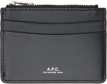 Мужской картхолдер A.P.C. Paris, кожаный, черный