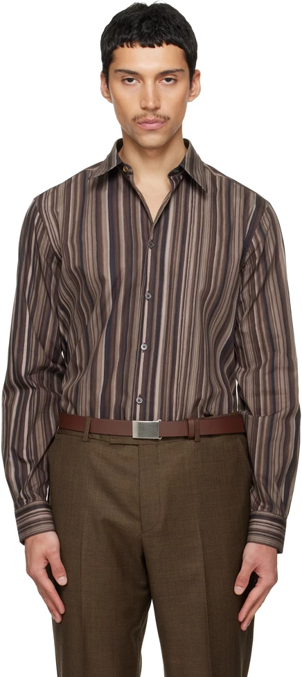 Мужская рубашка Paul Smith Signature Stripe, коричневая