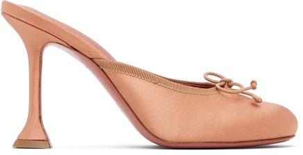Женские мюли Amina Muaddi Lila Slipper 95, атлас цвета латте