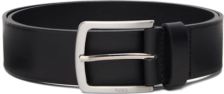 Мужской ремень BOSS из итальянской кожи с логотипом, черный