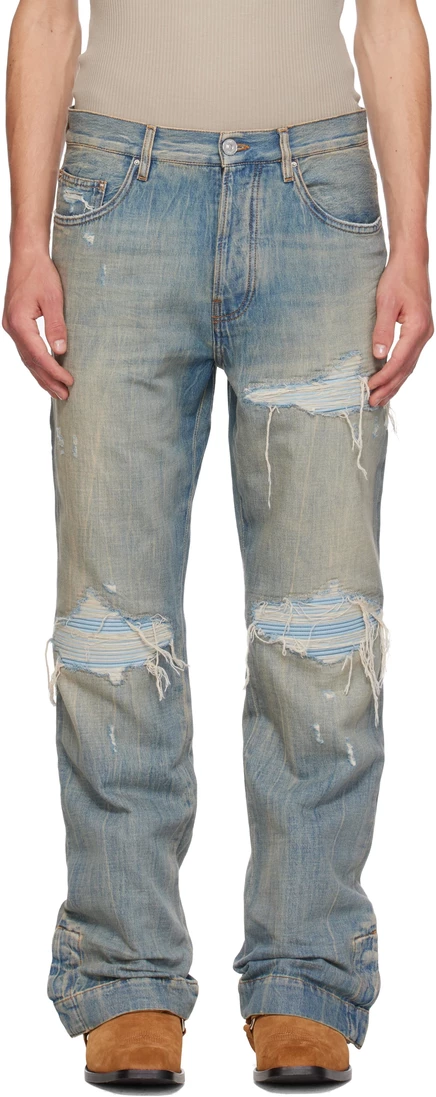 Мужские джинсы Amiri MX1 клеш, лавровый фейд