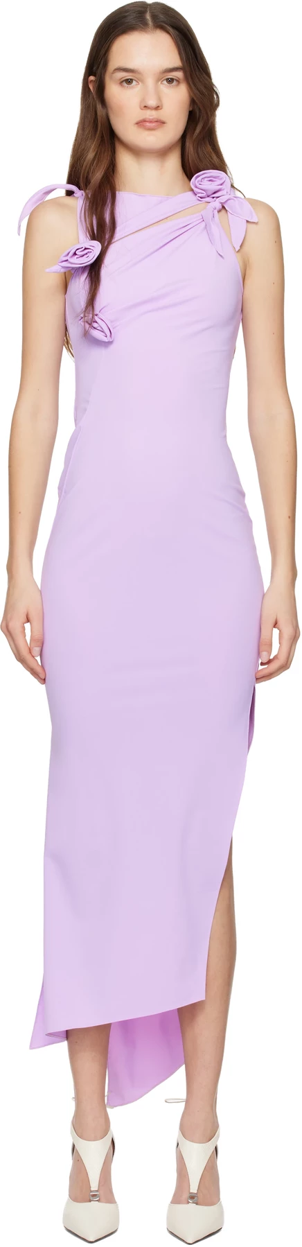 Женское макси-платье Coperni Purple Flower, фиолетовое