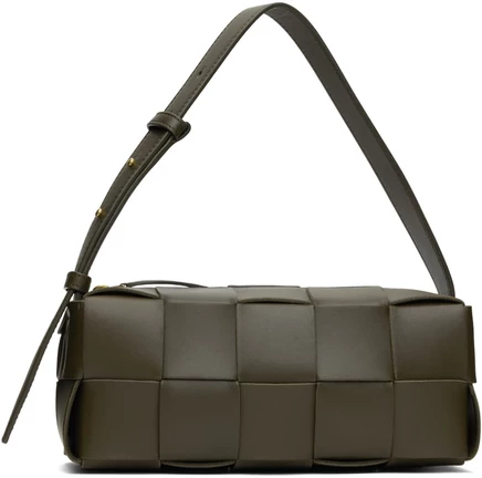 Женская сумка Bottega Veneta Brick Cassette, хаки/золотая