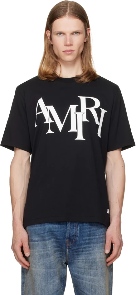Мужская футболка Amiri Staggered Logo, черная