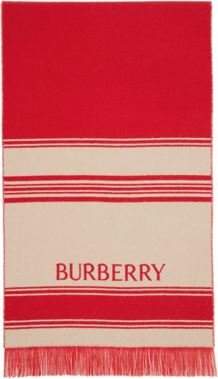 Женский шерстяной шарф Burberry EKD в полоску, красный