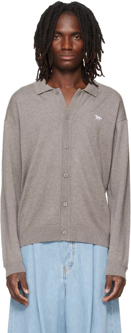 Мужской кардиган Maison Kitsuné Profile Fox, серо-бежевый