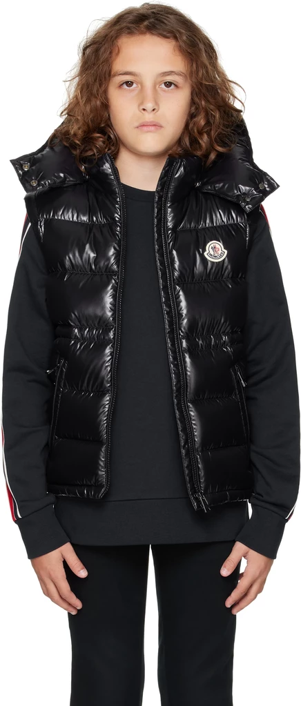 Детский пуховый жилет Moncler Enfant Ania с капюшоном, черный