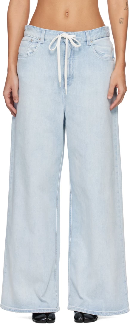 Женские широкие джинсы MM6 Maison Margiela, голубые