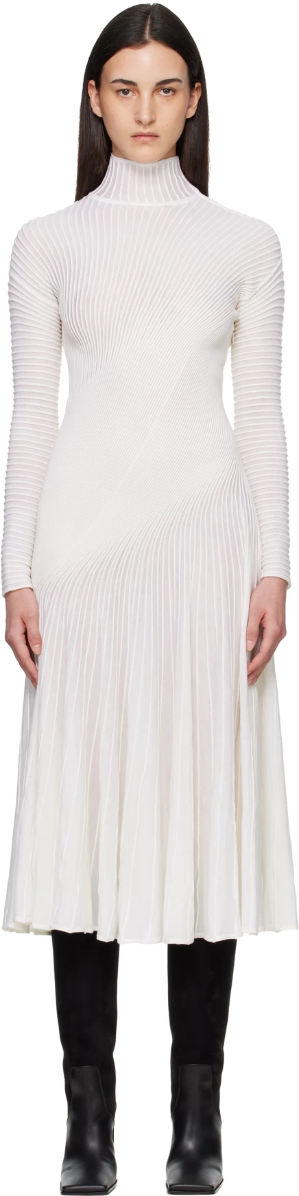 Женское платье ALAÏA миди из шерсти, белое