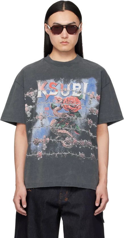 Мужская футболка Ksubi Death Snake Rhino, угольная