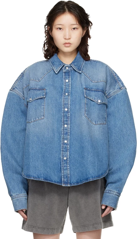 Женская джинсовая рубашка VETEMENTS Cowboy, синяя