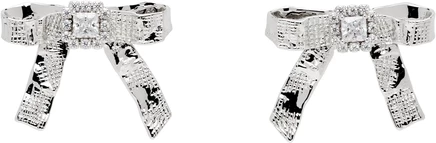 Серьги из искусственного жемчуга SHUSHU/TONG YVMIN Edition с бантиком из витой веревки серебристого цвета