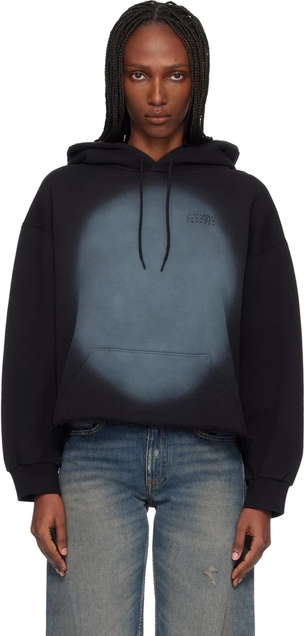 Женское худи MM6 Maison Margiela из хлопка, черное