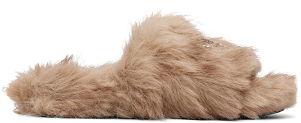 Женские шлёпанцы Balenciaga Furry, бежевые