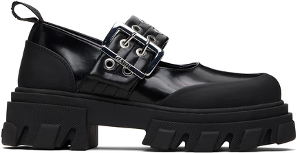 Женские лоферы Ganni Black Cleated Ballerina Box, черные