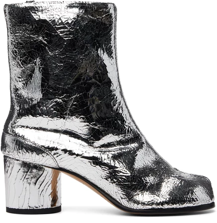 Женские ботильоны Maison Margiela Tabi, серебристые