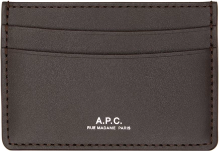 Мужской картхолдер A.P.C. André, кожаный, темно-коричневый