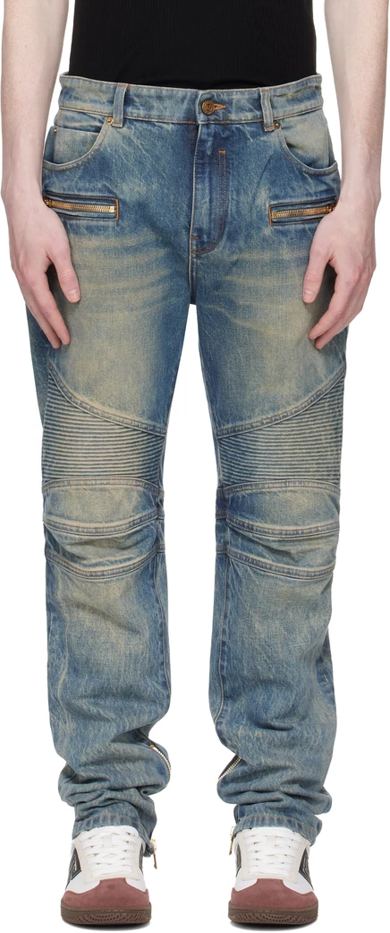 Мужские джинсы Balmain Biker, синие