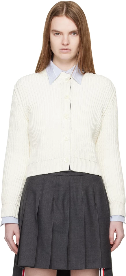 Женский укороченный кардиган Thom Browne, белый