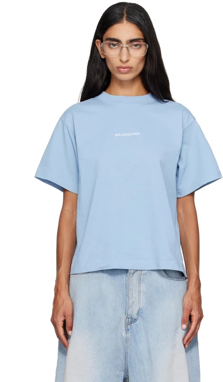 Женская футболка Balenciaga Medium Fit, голубая/белая