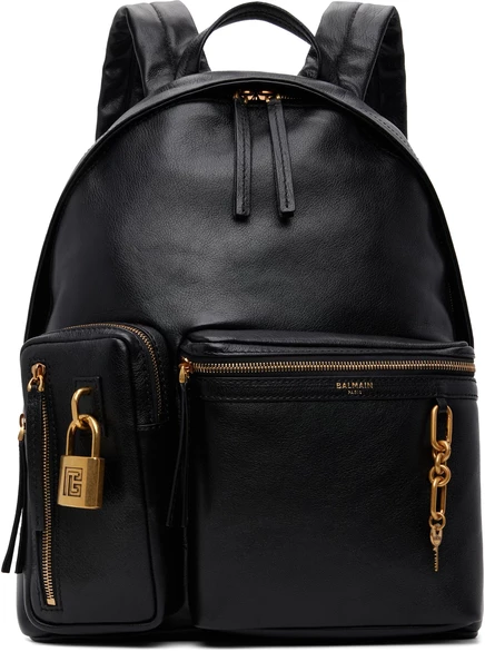 Мужской кожаный рюкзак Balmain Pulse, черный