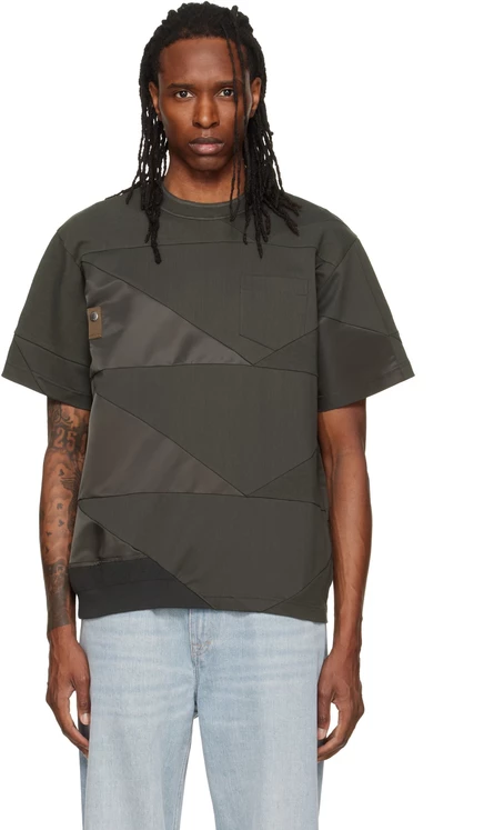 Мужская футболка Sacai x A.P.C. Quilts, цвета хаки